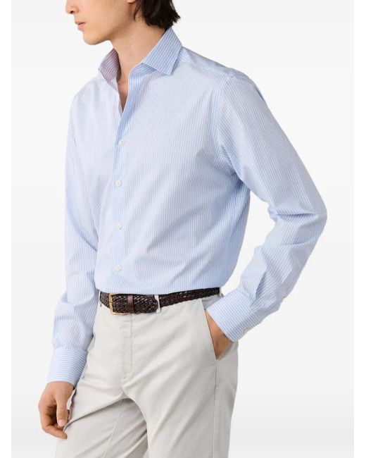 Hackett Blue Chemise En Soie À Rayures for men