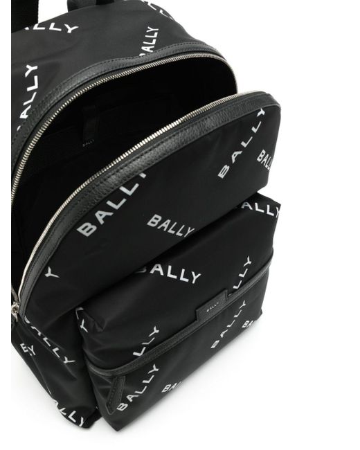 Bally Black Code Logo-print Backpack for men
