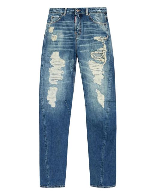 DSquared² Blue Weite Jeans Im Distressed-Look