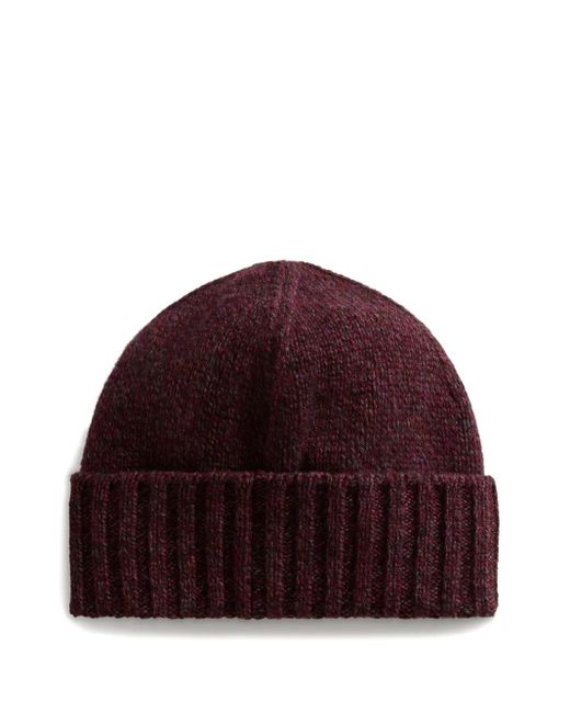 Woolrich Red Wool Ribbed Beanie for men