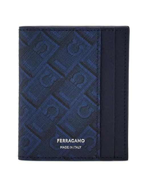 Ferragamo Blue Porte-Carte À Logo Imprimé for men