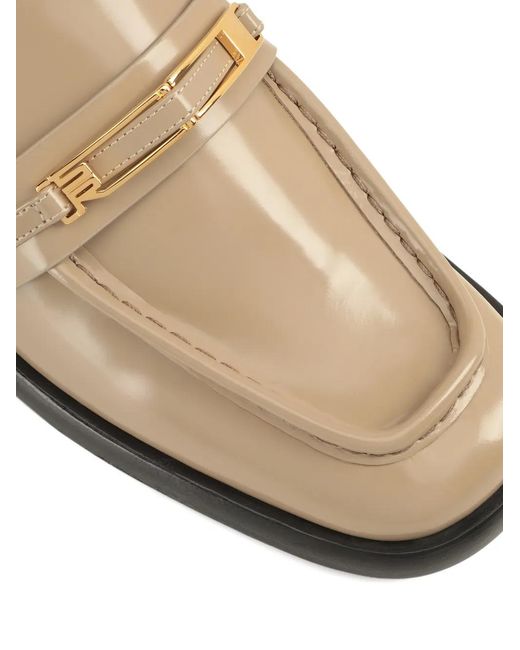 Sergio Rossi Natural Bitt Leather Loafers