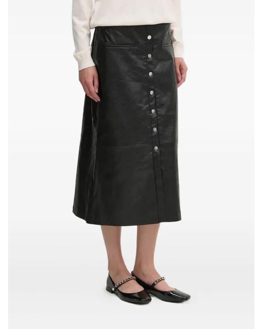 Jupe Mi-Longue Boutonnée DKNY en coloris Black