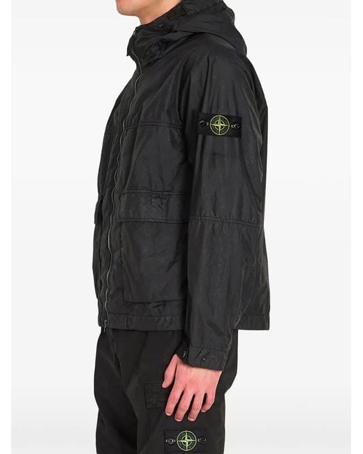 Stone Island Black 4100004 Membrana 3L Tc Hooded Jacket With Water-Resistant Membrane for men