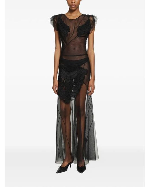 Vivienne Westwood Black Justina Lace-Appliqué Tulle Dress