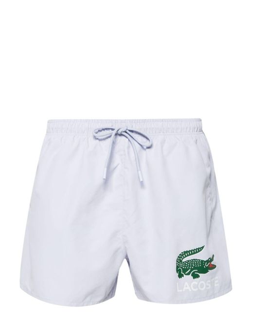 Lacoste White Logo-print Swim Shorts for men