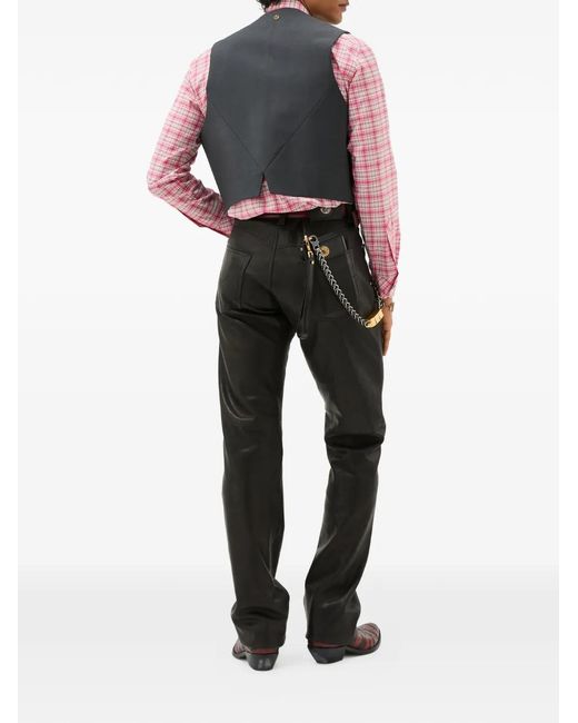 Versace Black Leather Pants for men