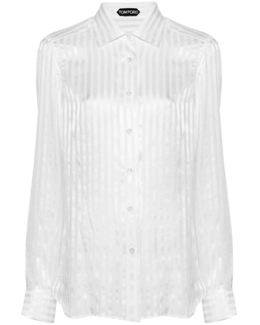 Chemise en soie à rayures Tom Ford en coloris White
