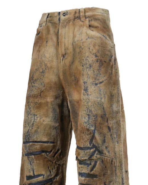 Napapijri Brown X Pdf Leggenda Flocked-Fur Trousers for men