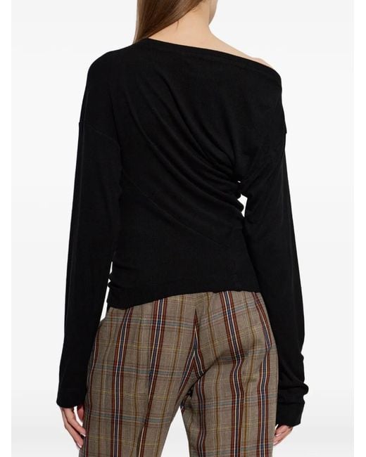 Vivienne Westwood Black Orb-Embroidered Asymmetric Sweater