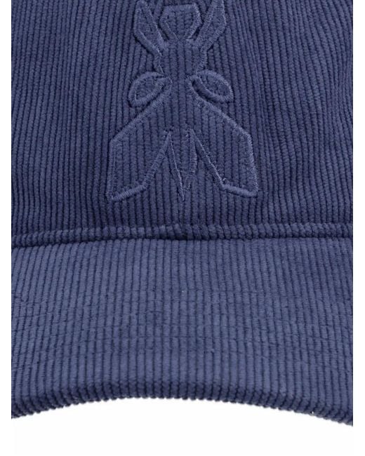 Patrizia Pepe Blue Logo-Embroidered Corduroy Baseball Cap