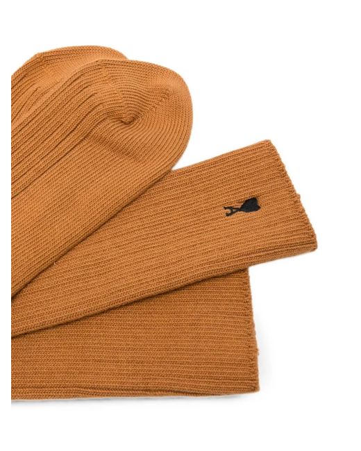 AMI Brown Ami De Coeur Ribbed Socks