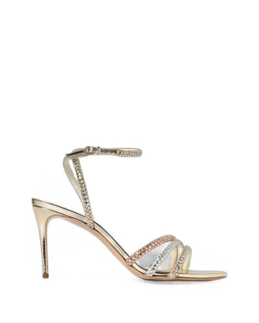 Casadei White Julia Crystal-Embellished Sandals