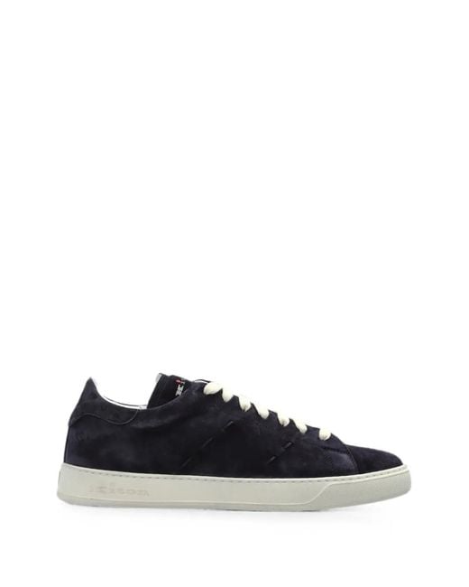 Kiton Black Suede Leather Sneakers for men