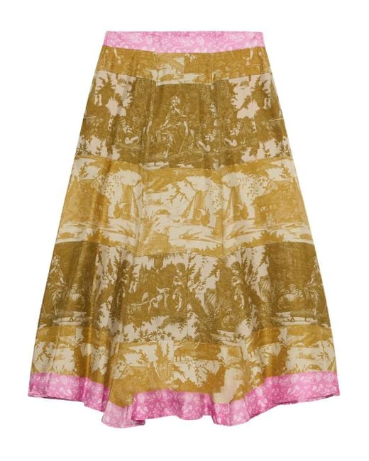 Pierre Louis Mascia Yellow Aloe Panelled Print Skirt