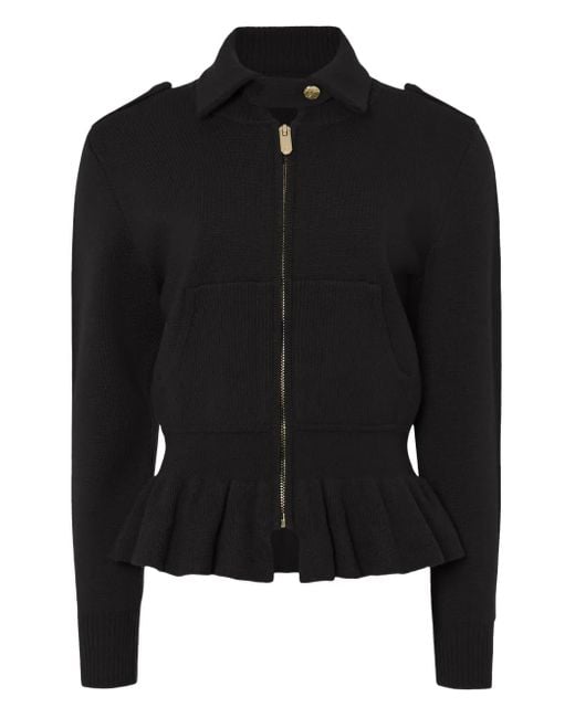 Veste Napoleon Knit Zippée À Volants Temperley London en coloris Black