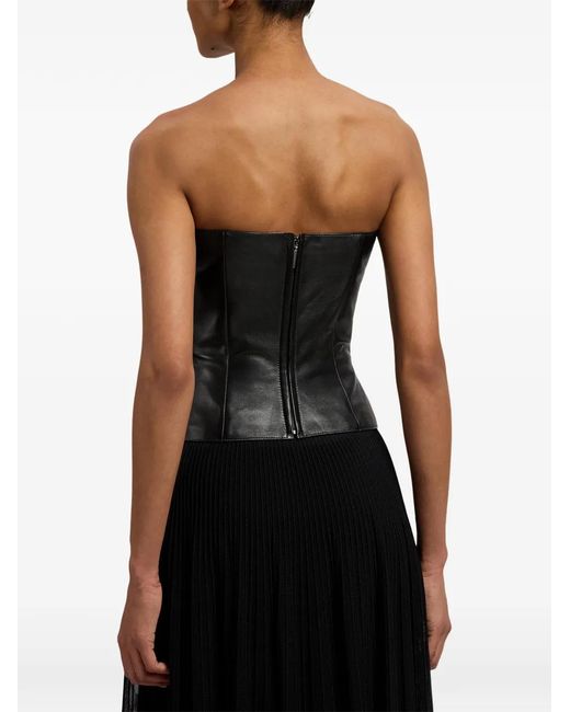 Ralph Lauren Black Leather Harling Bustier Top