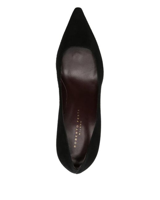 Roberto Festa ポインテッドトゥ スエードパンプス 80mm Black