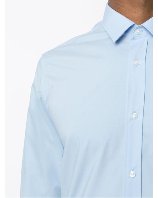 HUGO Blue Slim-cut Poplin Shirt for men