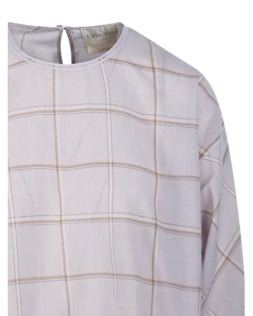 Forte_forte Gray Plaid-Pattern Blouse