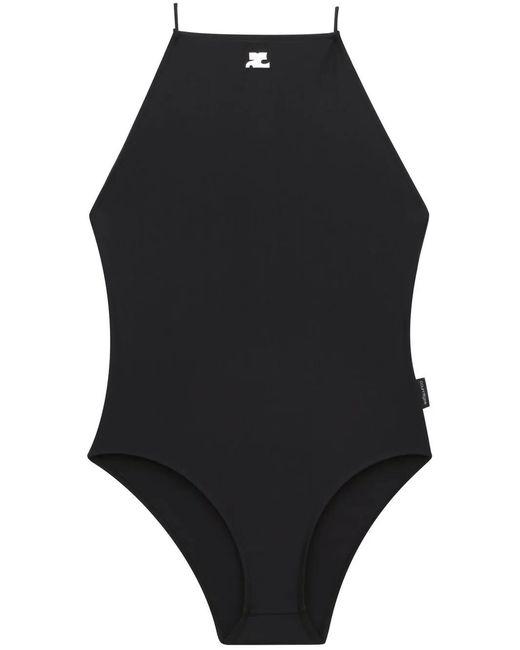 Courreges Black Logo-Patch Detail Swimsuit