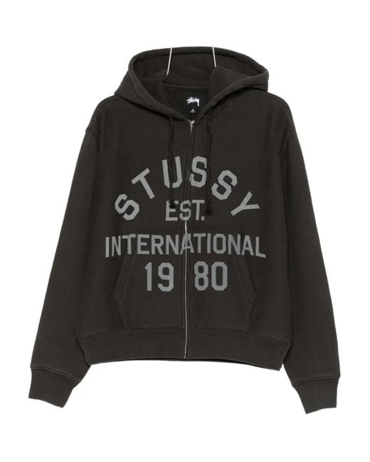Established zip-up hoodie Stussy de hombre de color Black