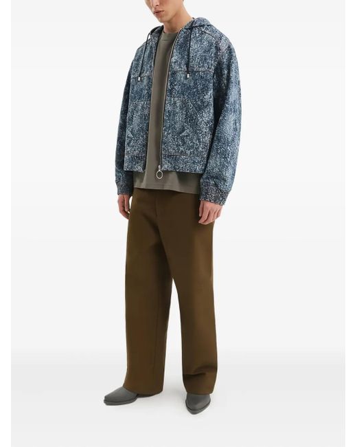 1989 STUDIO Blue Hooded Zip Jacket for men
