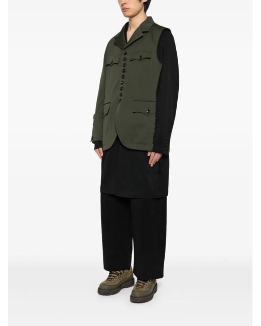 Comme des Garçons Green Button-Up Layered Coat for men