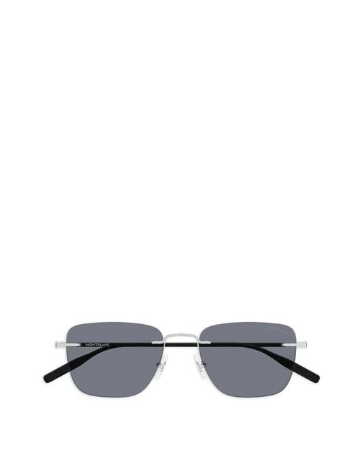 Montblanc Blue Rimless Rectangle-Frame Sunglasses for men
