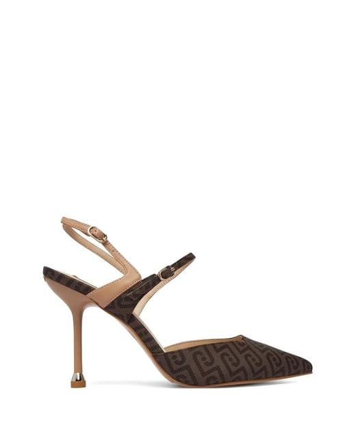Liu Jo Brown Monogram-Pattern Slingback Pumps