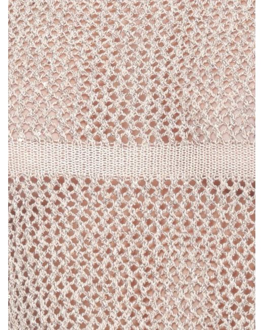 Panicale White Sequined Perforated-Design Sweatshirt