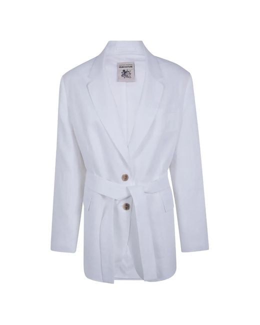 Semicouture Blue Belted Blazer