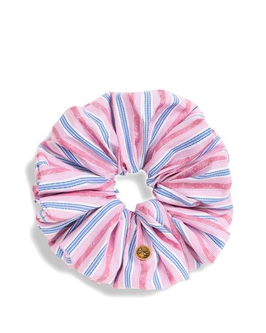 Etro Pink Striped Jacquard Cotton Scrunchie