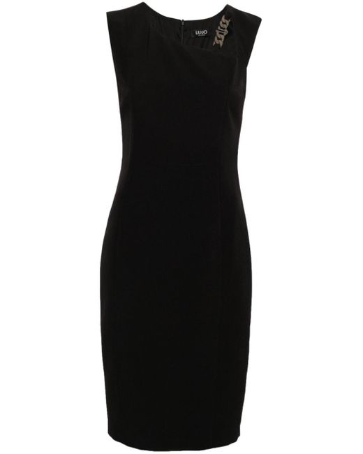 Liu Jo Crêpe Midi-jurk Met Kettingdetail in het Black