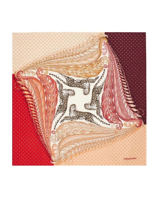 Ferragamo Pink Madras-Print Silk Foulard