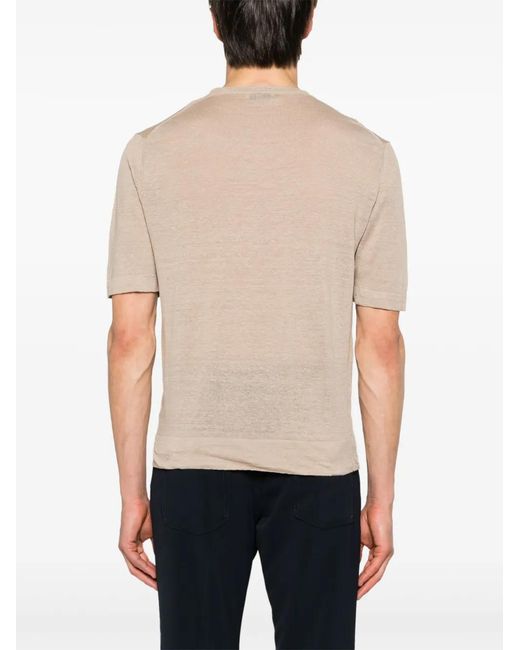 Ballantyne Natural Short-Sleeved Linen T-Shirt for men