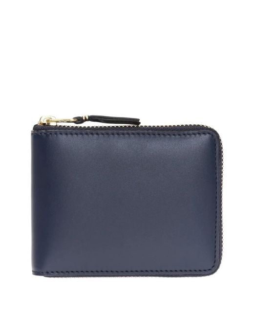 Comme des Garçons Blue Zip-Around Leather Wallet