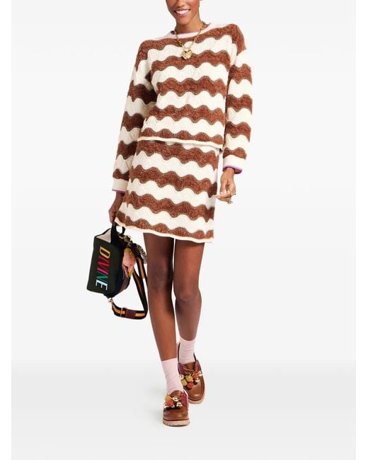 LaDoubleJ Brown Wave Pattern Mini Skirt