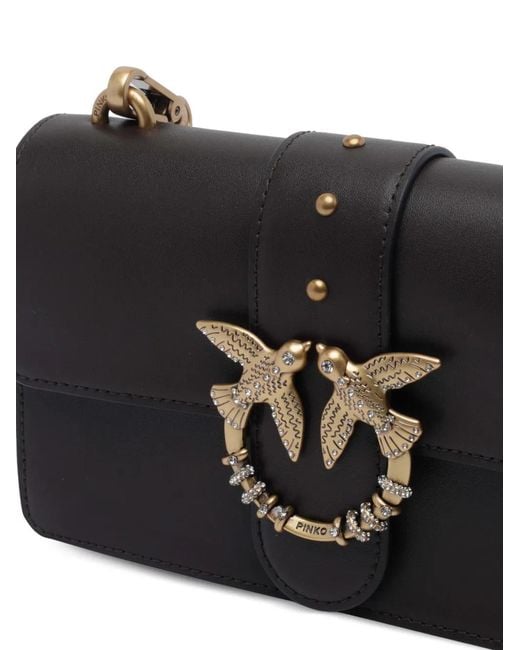 Pinko Black Mini Love Birds Shoulder Bag