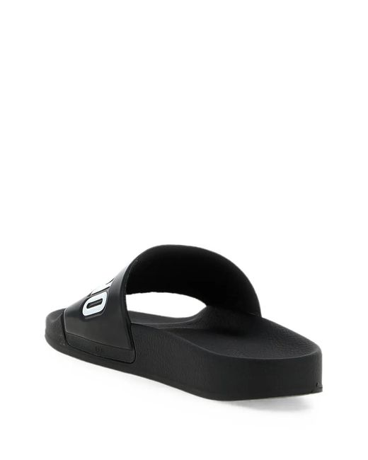 Moschino Black Logo-Embossed Slides for men