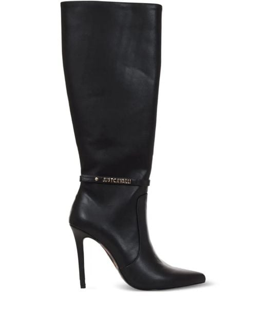 Just Cavalli Black Alysha Stiletto Knee-High Boots
