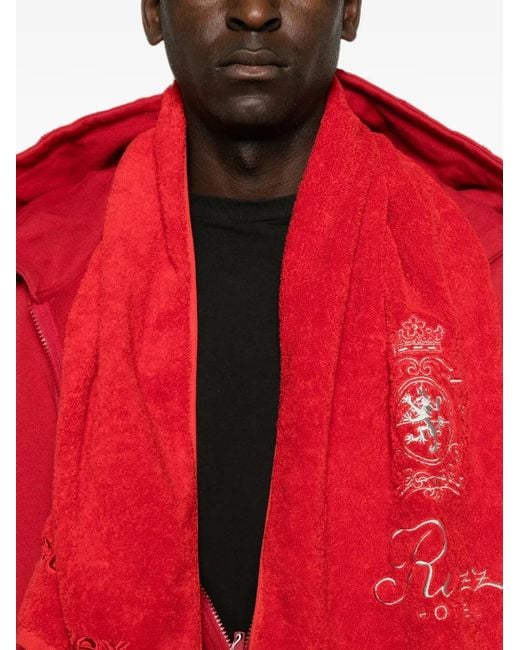 Protocol Index Red Terry Graphic-Print Zip-Up Sweatshirt