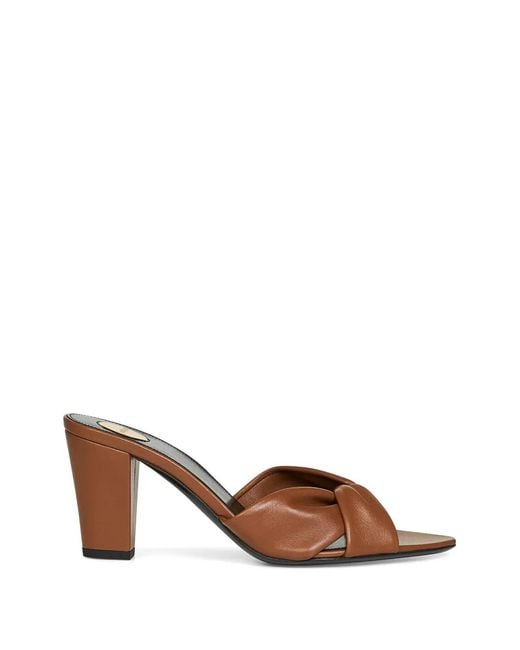 Saint Laurent Brown Franciane Knot-Detail Sandals
