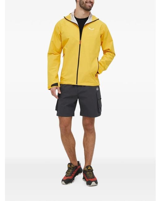 Salewa Yellow Hooded Zip Jacket for men