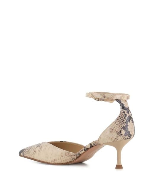 Sergio Levantesi Metallic Décolletè Camelia 6 Aspis Ankle Strap Snakeskin Pumps