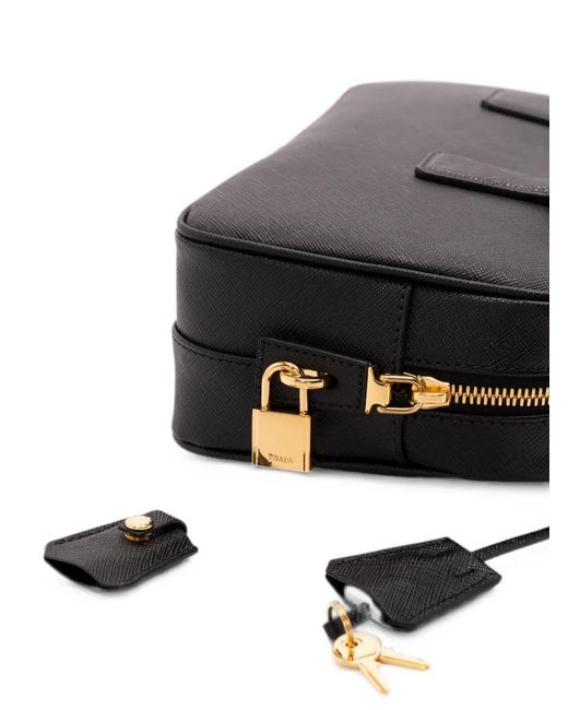 Bolso Shopper Con Logo Triangular Prada de color Black