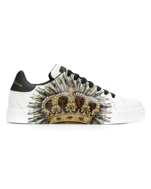Sneakers con stampa corona di Dolce & Gabbana in White da Uomo