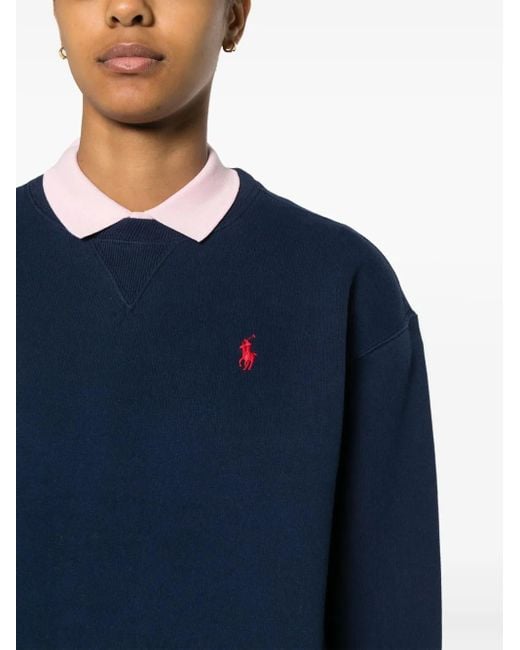 Polo Ralph Lauren Blue Embroidered Logo Cotton-blend Sweatshirt