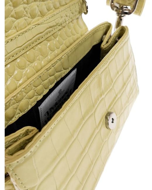 Vivienne Westwood Metallic Small Hazel Croc-Effect Shoulder Bag
