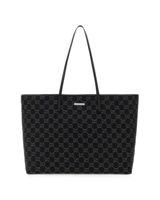 Gucci Black Large Gg Tribeca Monogram Shoulder Bag